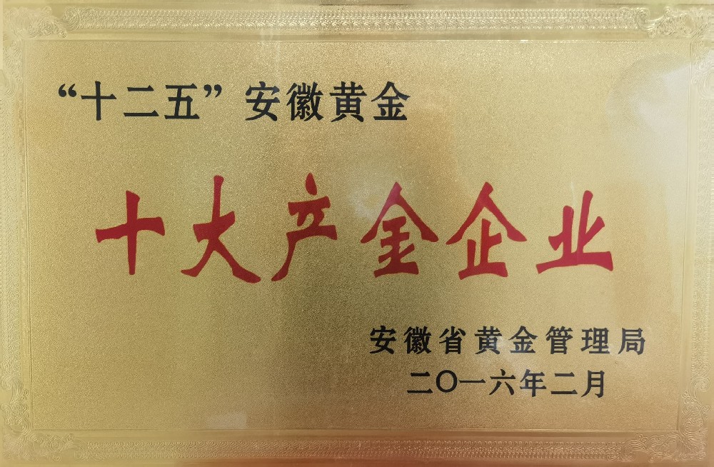 ”十二五“省黃金十大產(chǎn)金企業(yè)